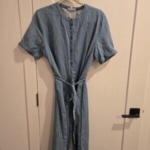 Blue Midi Button Up Dress